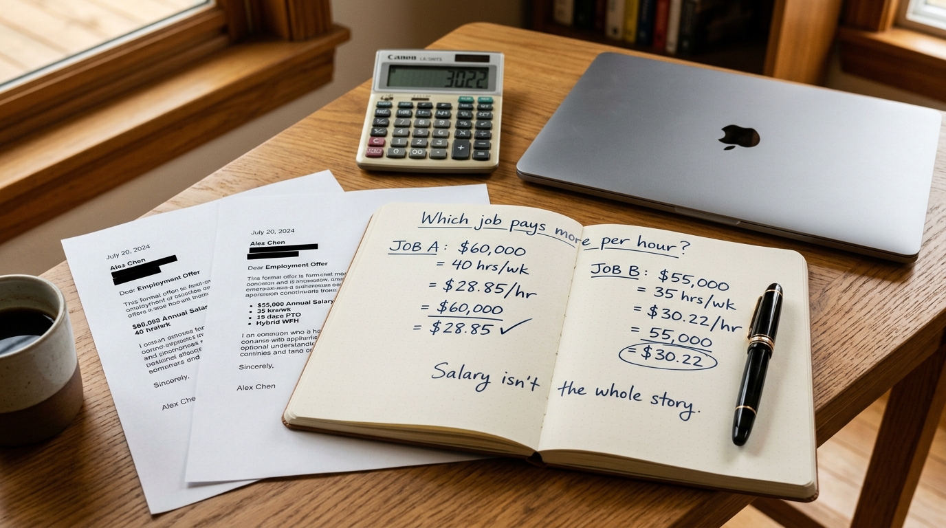 Comparing salary offers by effective hourly rate