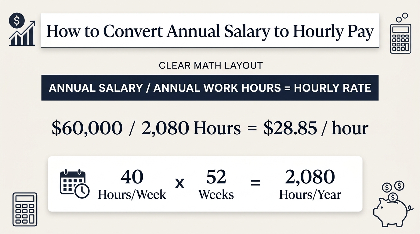 Formula for converting annual salary to hourly rate